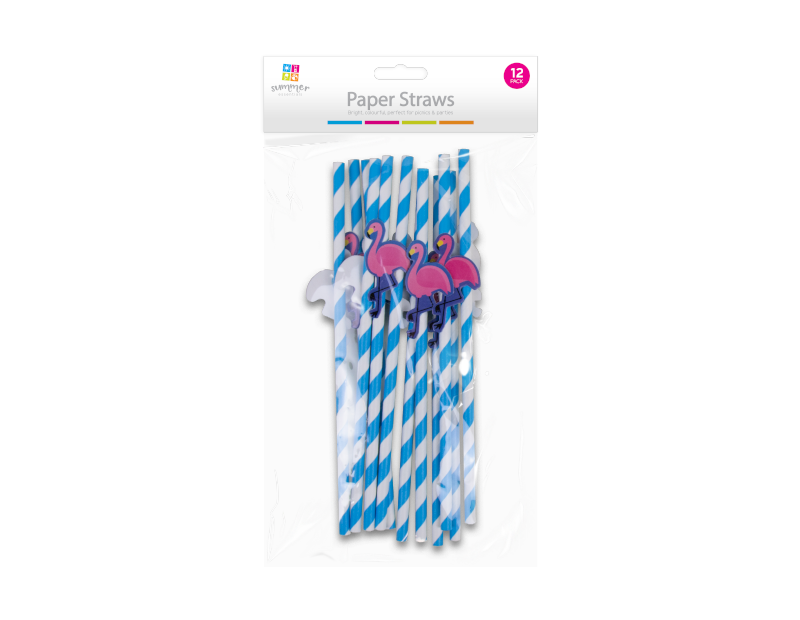 Novelty Paper Straws - 12 Pack Novelty Paper Straws