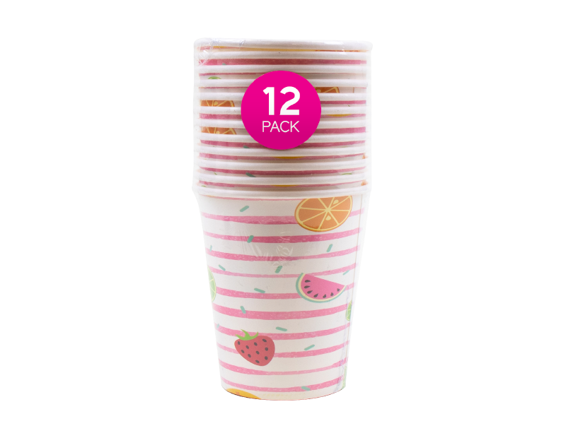 Summer Paper Cups - 12 Pack (With PDQ) Summer Paper Cups