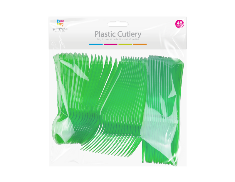 Coloured Plastic Cutlery - 48 Pack Coloured Plastic Cutlery