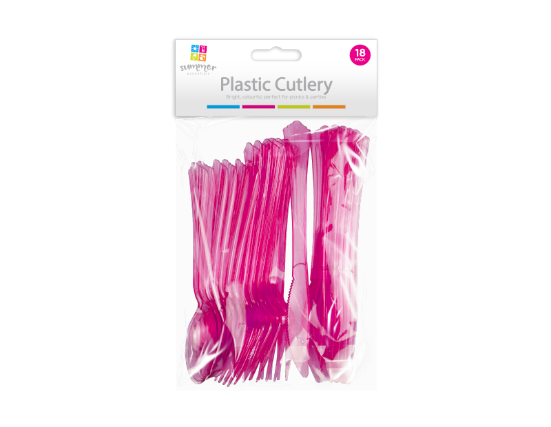 Coloured Plastic Cutlery - 18 Pack Coloured Plastic Cutlery