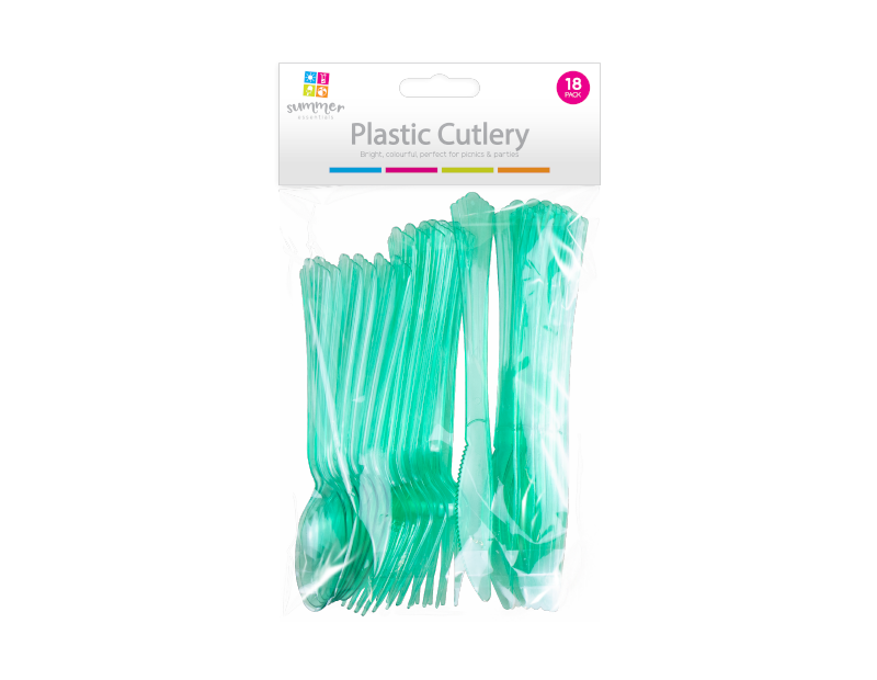 Coloured Plastic Cutlery - 18 Pack Coloured Plastic Cutlery