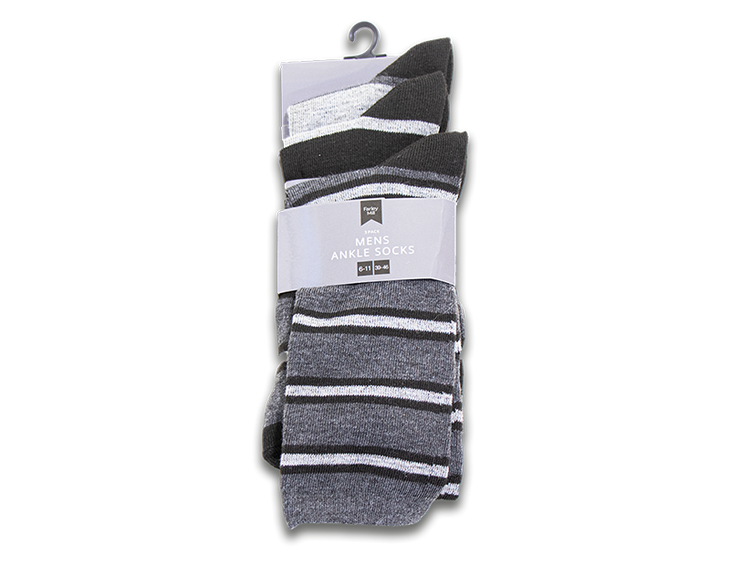 Mens Stripe Ankle Socks - 3 Pairs Mens Stripe Ankle Socks - 3 Pairs