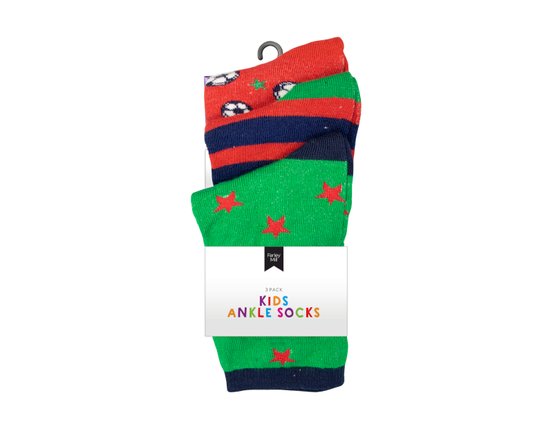 Boys Fashion Ankle Socks - 3 Pairs Boys Fashion Ankle Socks - 3 Pairs