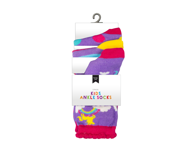 Girls Fashion Ankle Socks - 3 Pairs Girls Fashion Ankle Socks - 3 Pairs