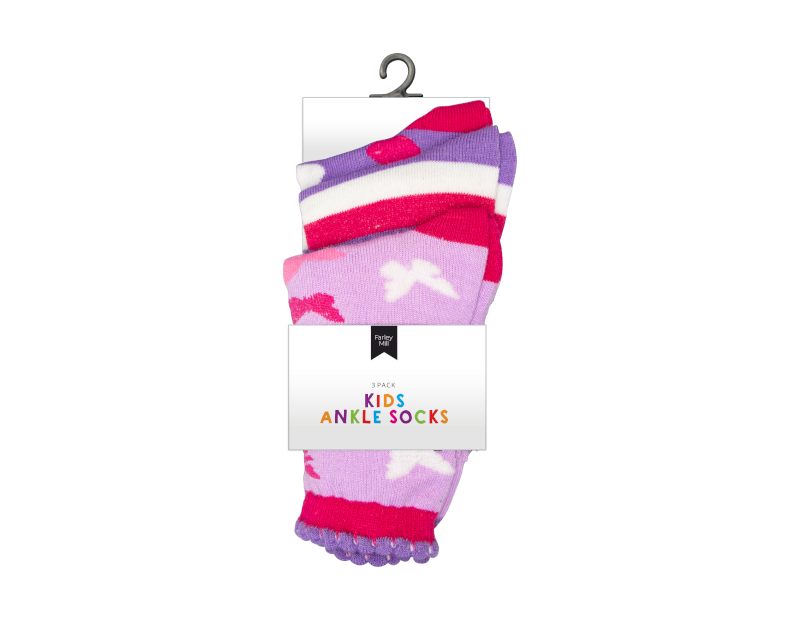 Girls Fashion Ankle Socks - 3 Pairs Girls Fashion Ankle Socks - 3 Pairs