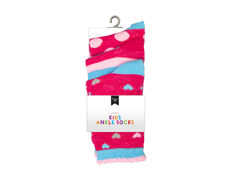 Girls Fashion Ankle Socks - 3 Pairs Girls Fashion Ankle Socks - 3 Pairs