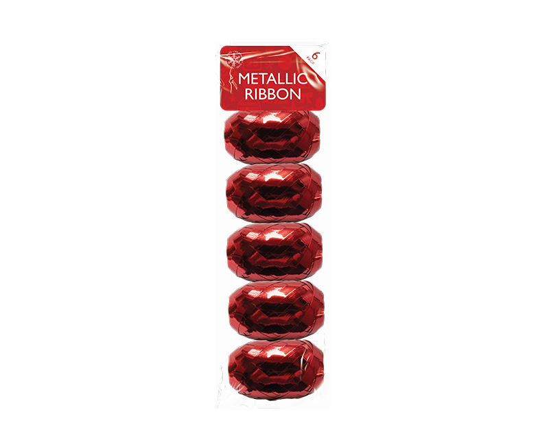 Christmas Metallic Ribbons 10m x 5mm - 6 Pack Christmas Metallic Ribbons 10m x 5mm - 6 Pack