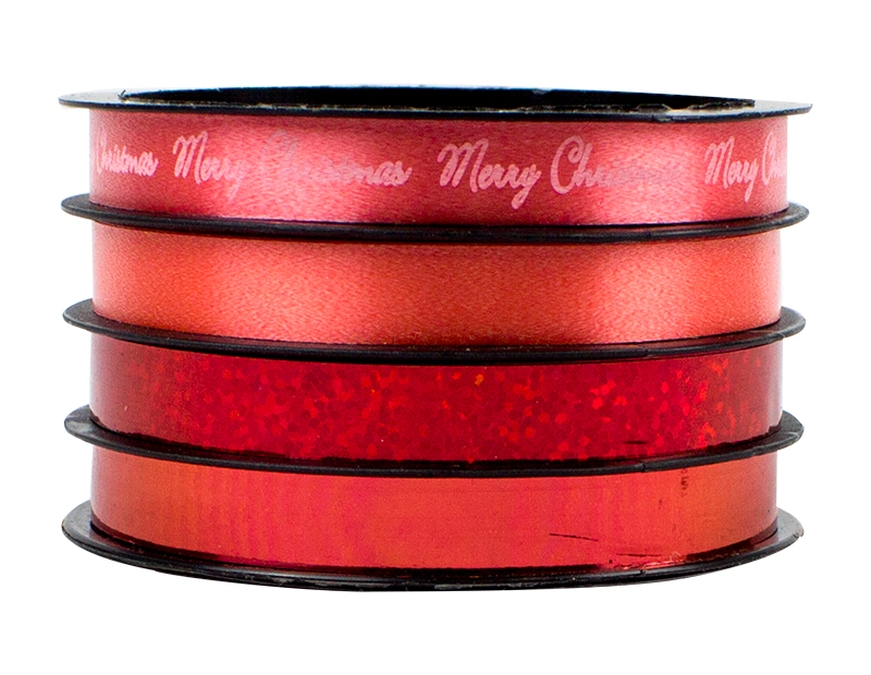 Metallic Christmas Ribbon 1cm x 5m - 4 Pack (With PDQ) Metallic Christmas Ribbon 1cm x 5m - 4 Pack