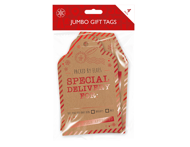Christmas Jumbo Gift Tags - 4 Pack Christmas Jumbo Gift Tags - 4 Pack