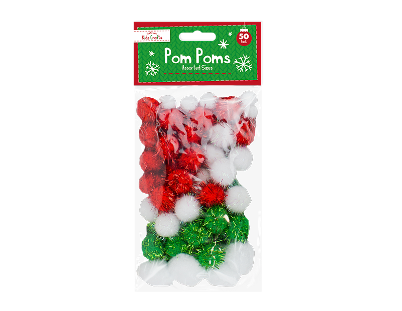 Christmas Craft Pom Poms - 50 Pack Christmas Craft Pom Poms - 50 Pack