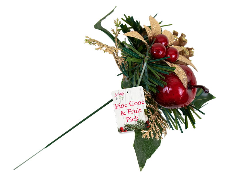 Christmas Pine Cone & Fruit Pick With PDQ Christmas Pine Cone & Fruit Pick With PDQ