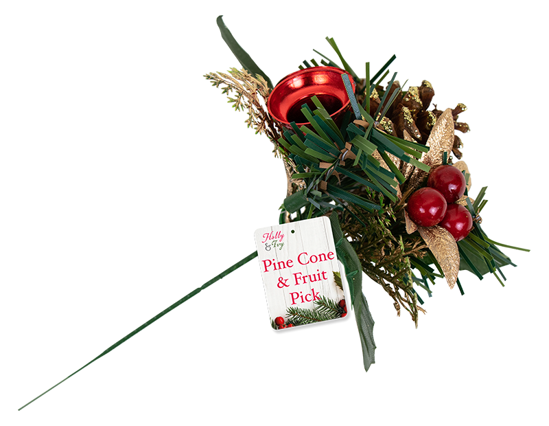 Christmas Pine Cone & Fruit Pick With PDQ Christmas Pine Cone & Fruit Pick With PDQ
