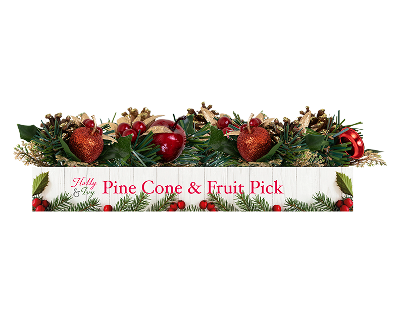 Christmas Pine Cone & Fruit Pick With PDQ Christmas Pine Cone & Fruit Pick With PDQ