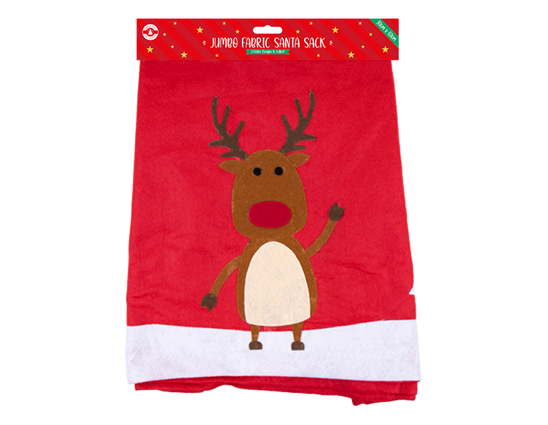 Jumbo Fabric Santa Sack 90cm x 60cm Jumbo Fabric Santa Sack 90cm x 60cm