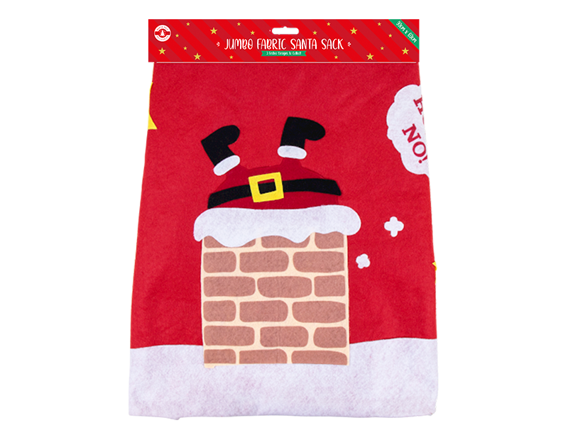 Jumbo Fabric Santa Sack 90cm x 60cm Jumbo Fabric Santa Sack 90cm x 60cm