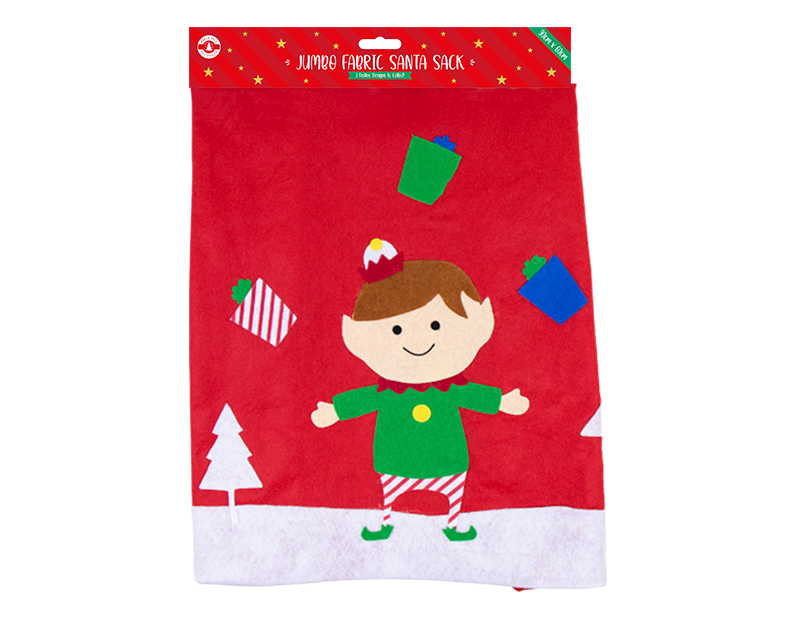 Jumbo Fabric Santa Sack 90cm x 60cm Jumbo Fabric Santa Sack 90cm x 60cm