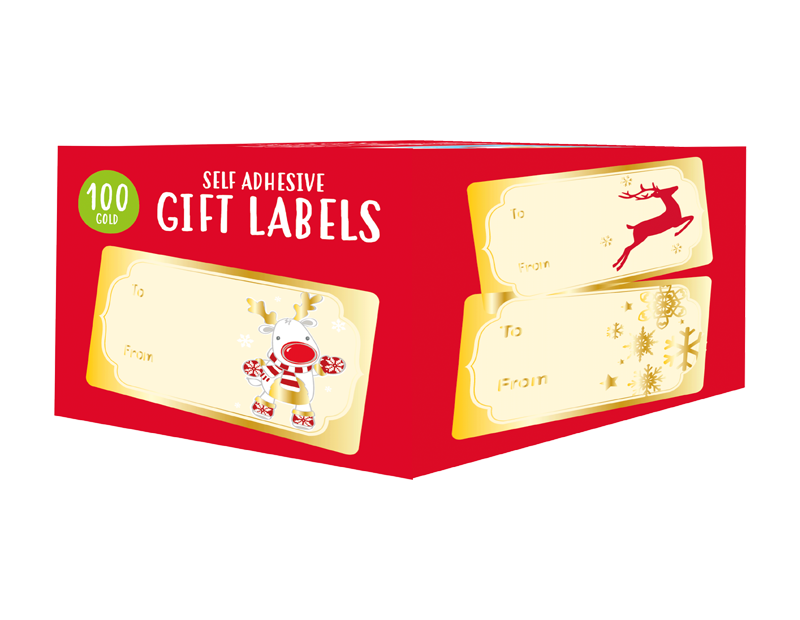 Christmas Foil Gift Labels - 100 Pack (With PDQ) Christmas Foil Gift Labels - 100 Pack (With PDQ)