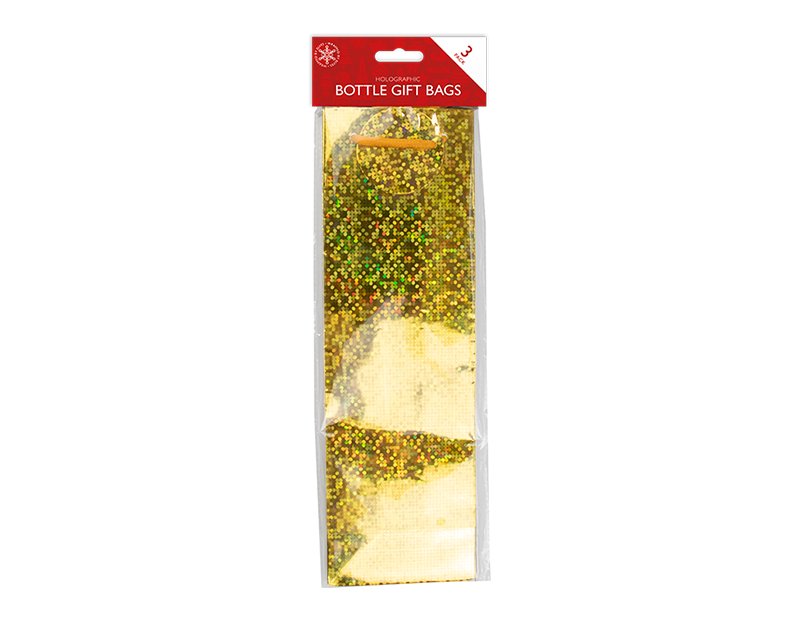 Christmas Holographic Bottle Bags - 3 Pack Christmas Holographic Bottle Bags - 3 Pack