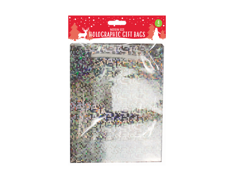 Holographic Medium Christmas Gift Bags - 4 Pack Holographic Medium Christmas Gift Bags - 4 Pack