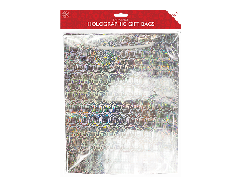 Holographic Jumbo Christmas Gift Bags -2 Pack Holographic Jumbo Christmas Gift Bags -2 Pack