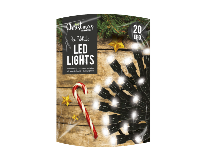 White LED Christmas String Lights - 20 LEDs (With PDQ) White LED Christmas String Lights - 20 LEDs (With PDQ)