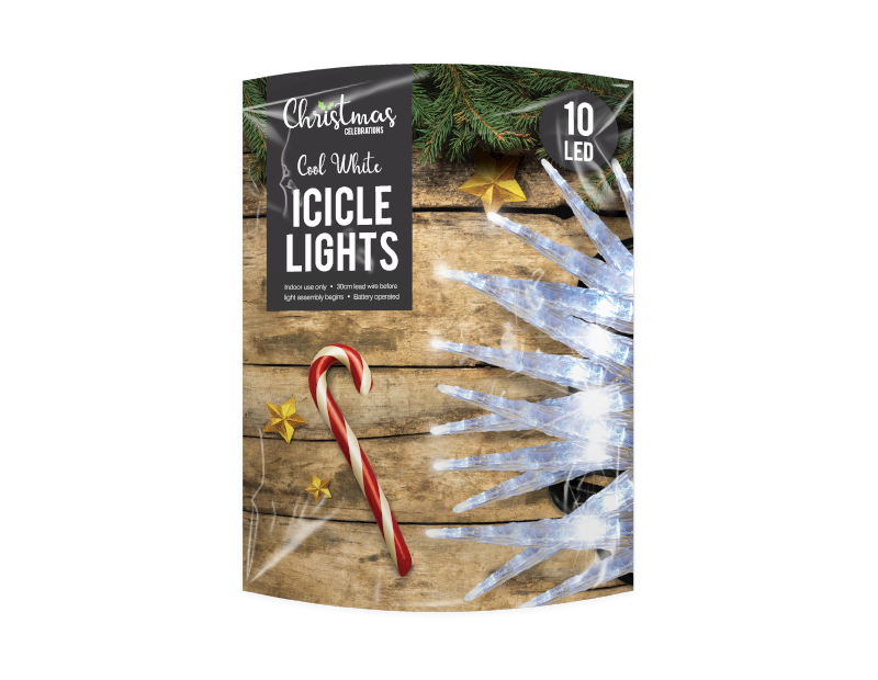 White LED Christmas Icicle Lights - 10 LEDs (With PDQ) White LED Christmas Icicle Lights - 10 LEDs (With PDQ)