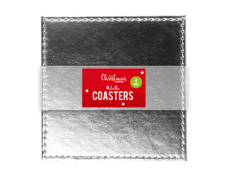 Metallic Christmas Coasters - 4 Pack Metallic Christmas Coasters - 4 Pack
