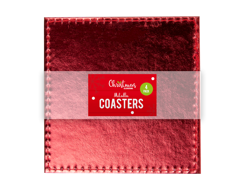 Metallic Christmas Coasters - 4 Pack Metallic Christmas Coasters - 4 Pack