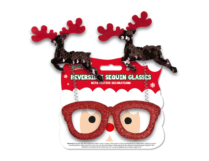 Reversible Sequin Christmas Glasses Reversible Sequin Christmas Glasses