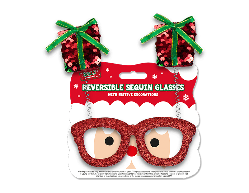 Reversible Sequin Christmas Glasses Reversible Sequin Christmas Glasses