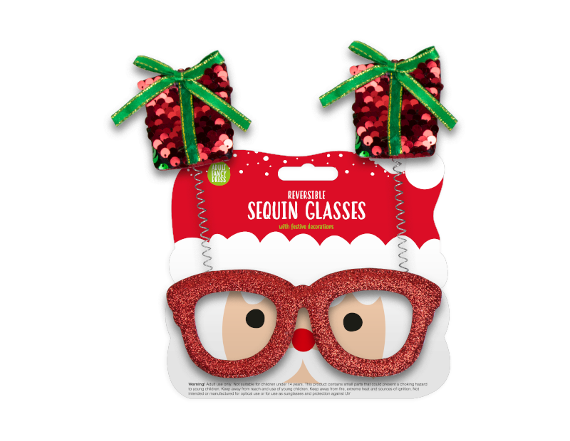 Reversible Sequin Christmas Glasses Reversible Sequin Christmas Glasses