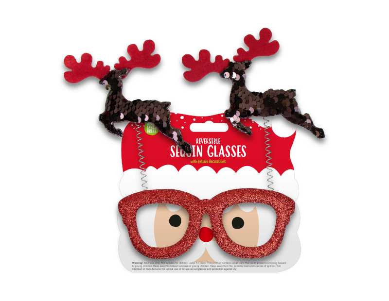 Reversible Sequin Christmas Glasses Reversible Sequin Christmas Glasses