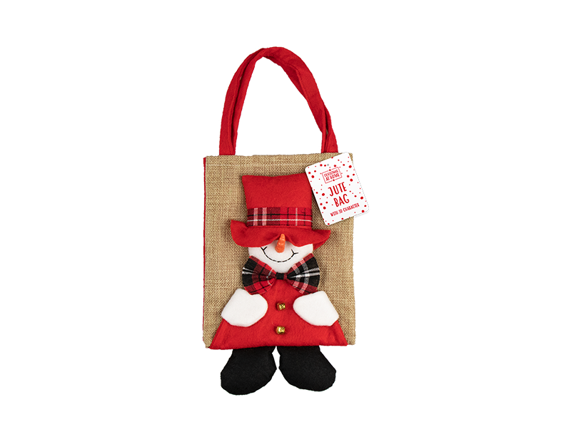 Christmas Jute Bag with 3D Character Christmas Jute Bag with 3D Character