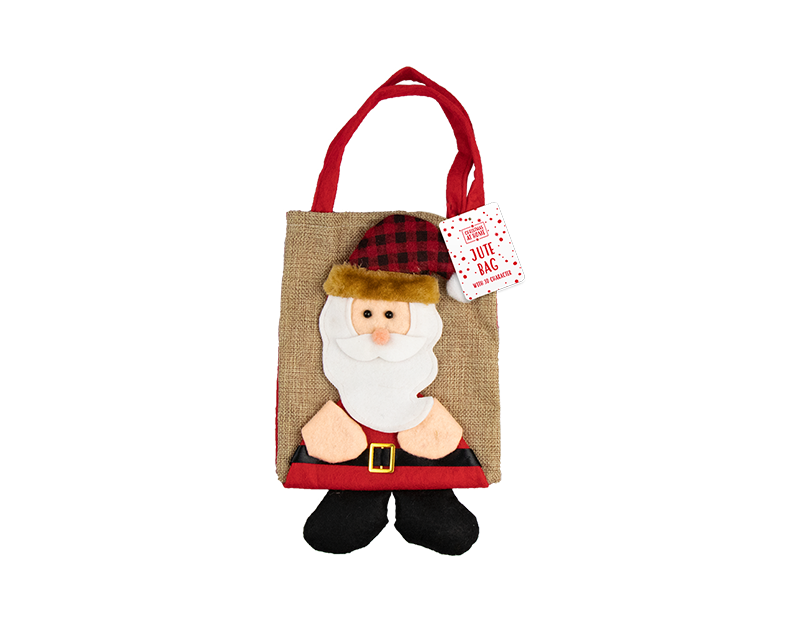 Christmas Jute Bag with 3D Character Christmas Jute Bag with 3D Character