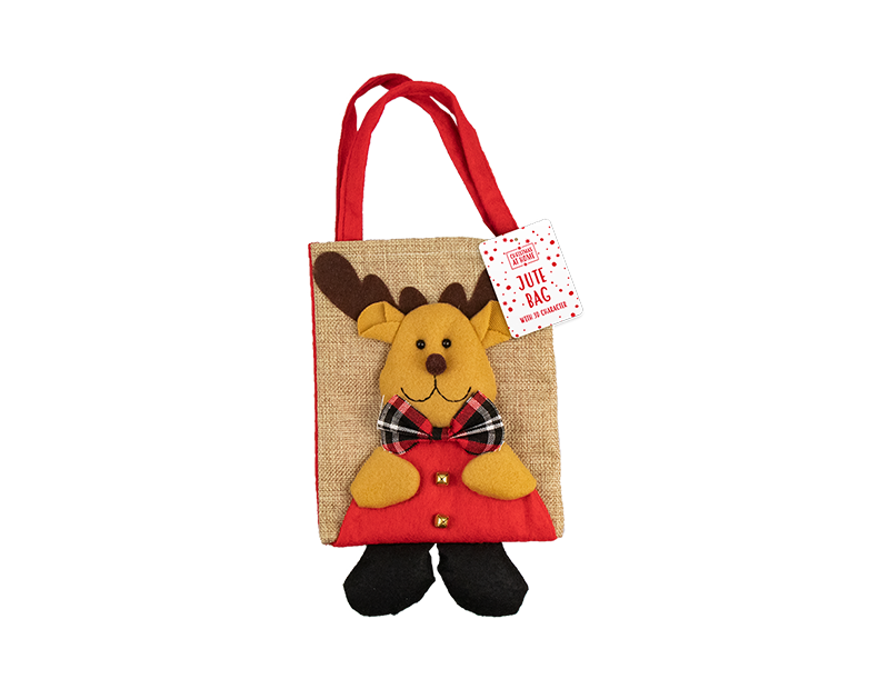 Christmas Jute Bag with 3D Character Christmas Jute Bag with 3D Character