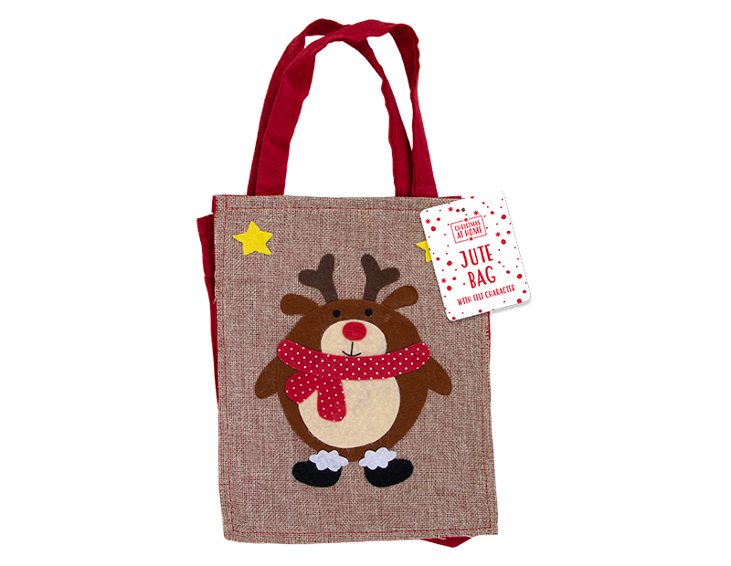 Christmas Jute Bag With Felt Character Christmas Jute Bag With Felt Character