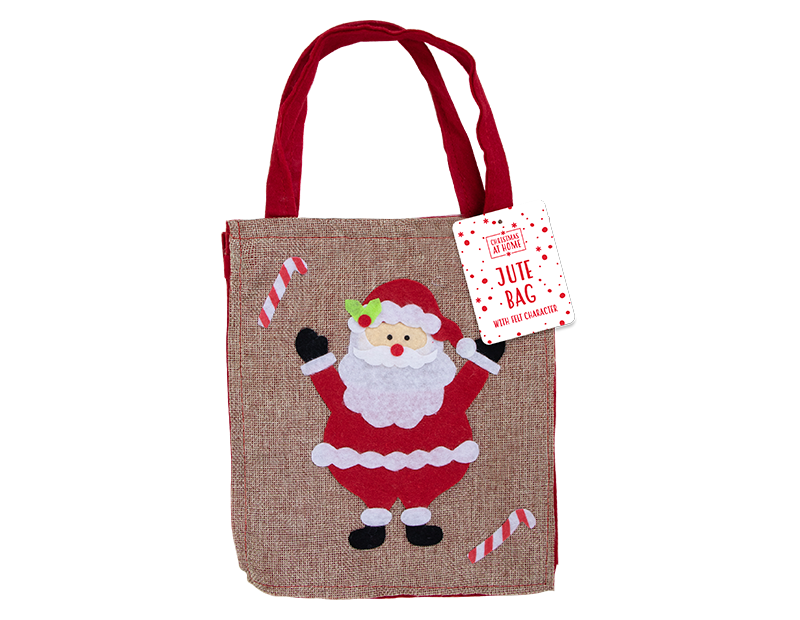 Christmas Jute Bag With Felt Character Christmas Jute Bag With Felt Character