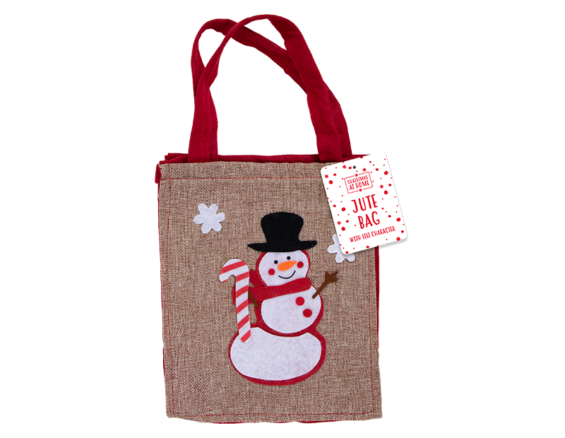 Christmas Jute Bag With Felt Character Christmas Jute Bag With Felt Character