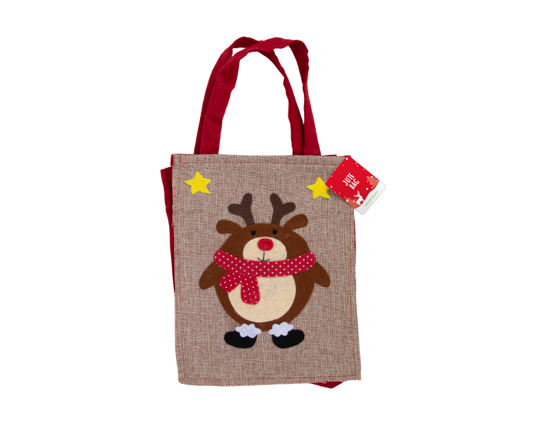 Christmas Jute Bag With Felt Character Christmas Jute Bag With Felt Character