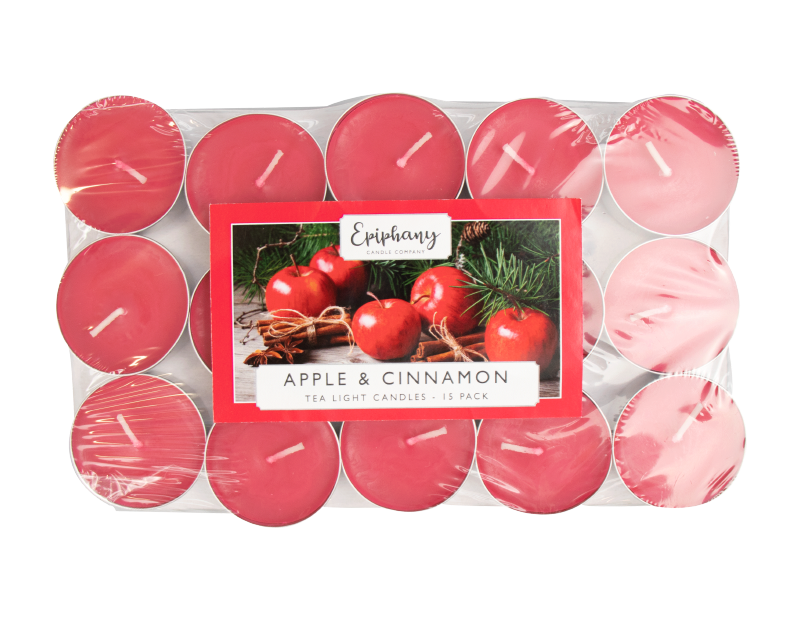 Apple & Cinnamon Tealight Candles - 15 Pack (With PDQ) Apple & Cinnamon Tealight Candles - 15 Pack (With PDQ)