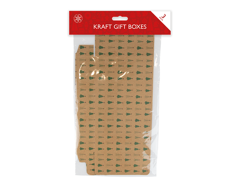 Kraft Printed Flat Pack Gift Boxes 3 Pack Kraft Printed Flat Pack Gift Boxes 3 Pack