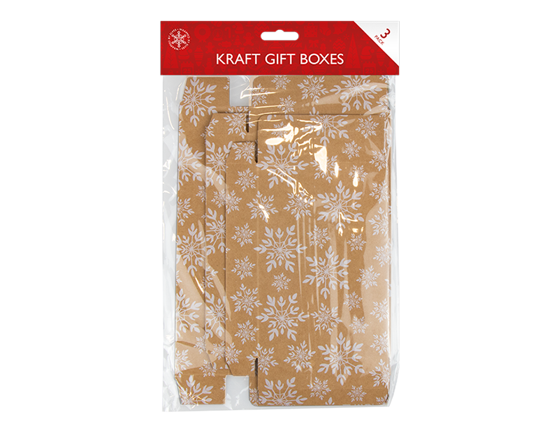 Kraft Printed Flat Pack Gift Boxes 3 Pack Kraft Printed Flat Pack Gift Boxes 3 Pack