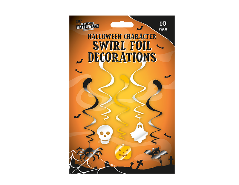 Halloween Foil Swirl Decoration Halloween Character Swirl Decorations - 10 Pack