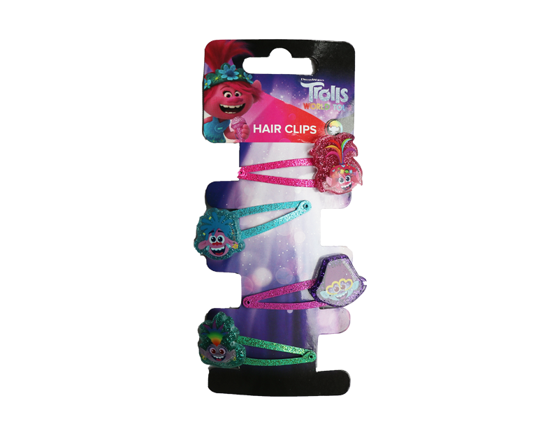 Trolls Glitter Hair Clips - 4 Pack