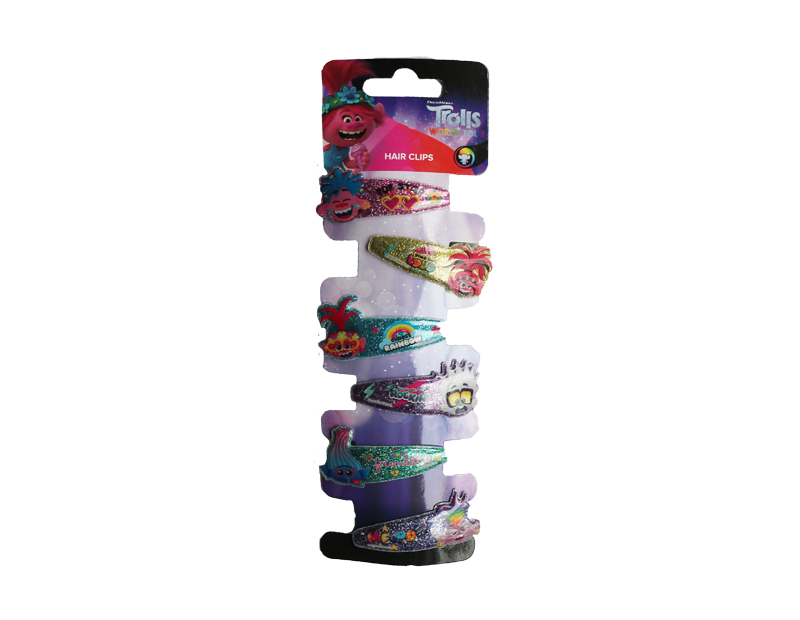 Trolls Glitter Hair Clips - 6 Pack