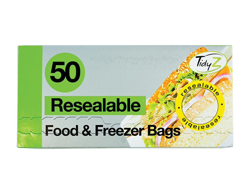 Resealable Food & Freezer Bags - 50 Pack