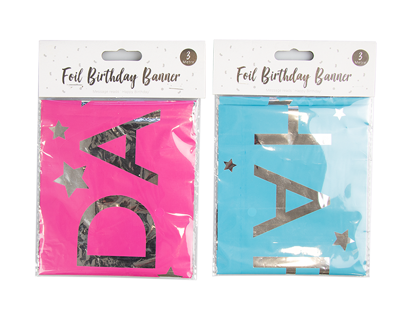 Bright Foil Happy Birthday Banner 3m Bright Foil Happy Birthday Banner 3m