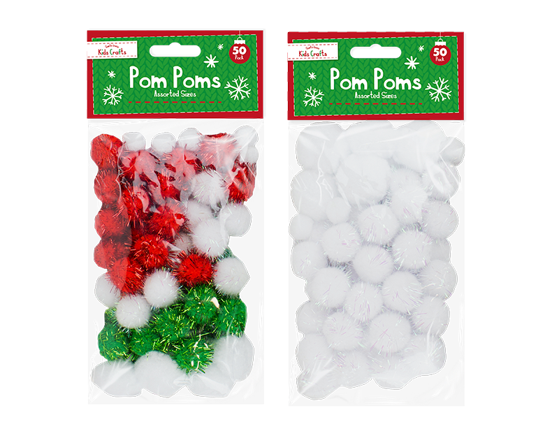 Christmas Craft Pom Poms - 50 Pack Christmas Craft Pom Poms - 50 Pack