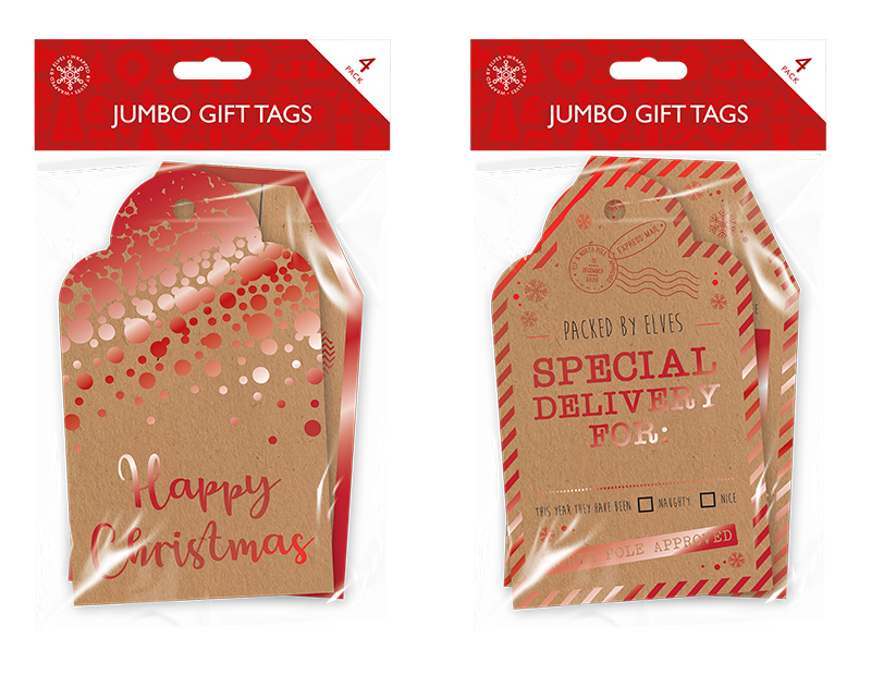 Christmas Jumbo Gift Tags - 4 Pack Christmas Jumbo Gift Tags - 4 Pack