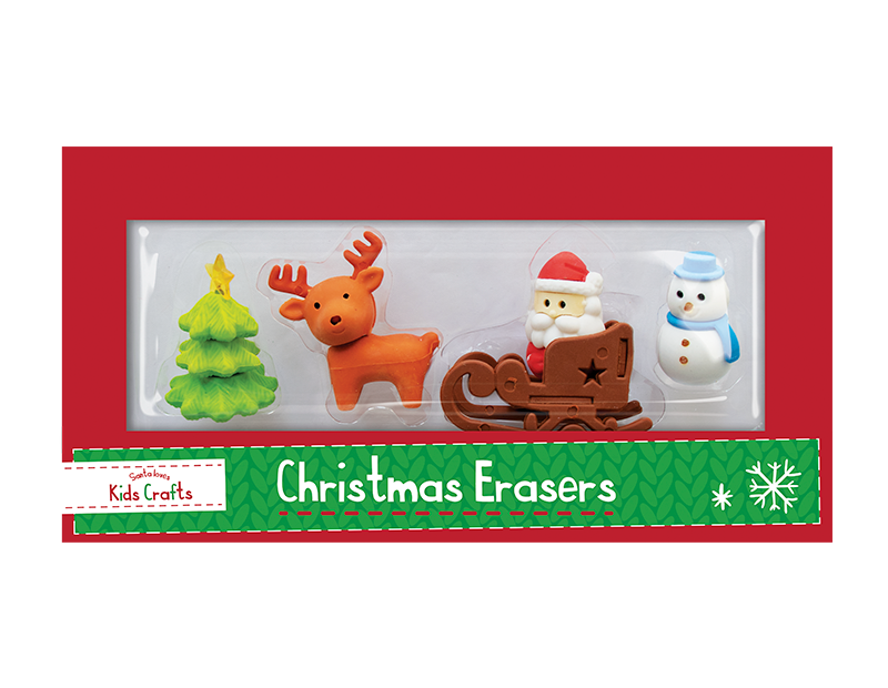 Christmas Novelty Eraser Set - 4 Pack (With PDQ) Christmas Novelty Eraser Set - 4 Pack (With PDQ)